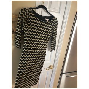 Black and gold three-quarter sleeve dress